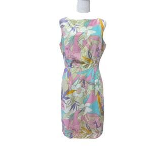 Tori Richard Women's 100% Silk Floral Pastel Lined Midi Dress - Size 10